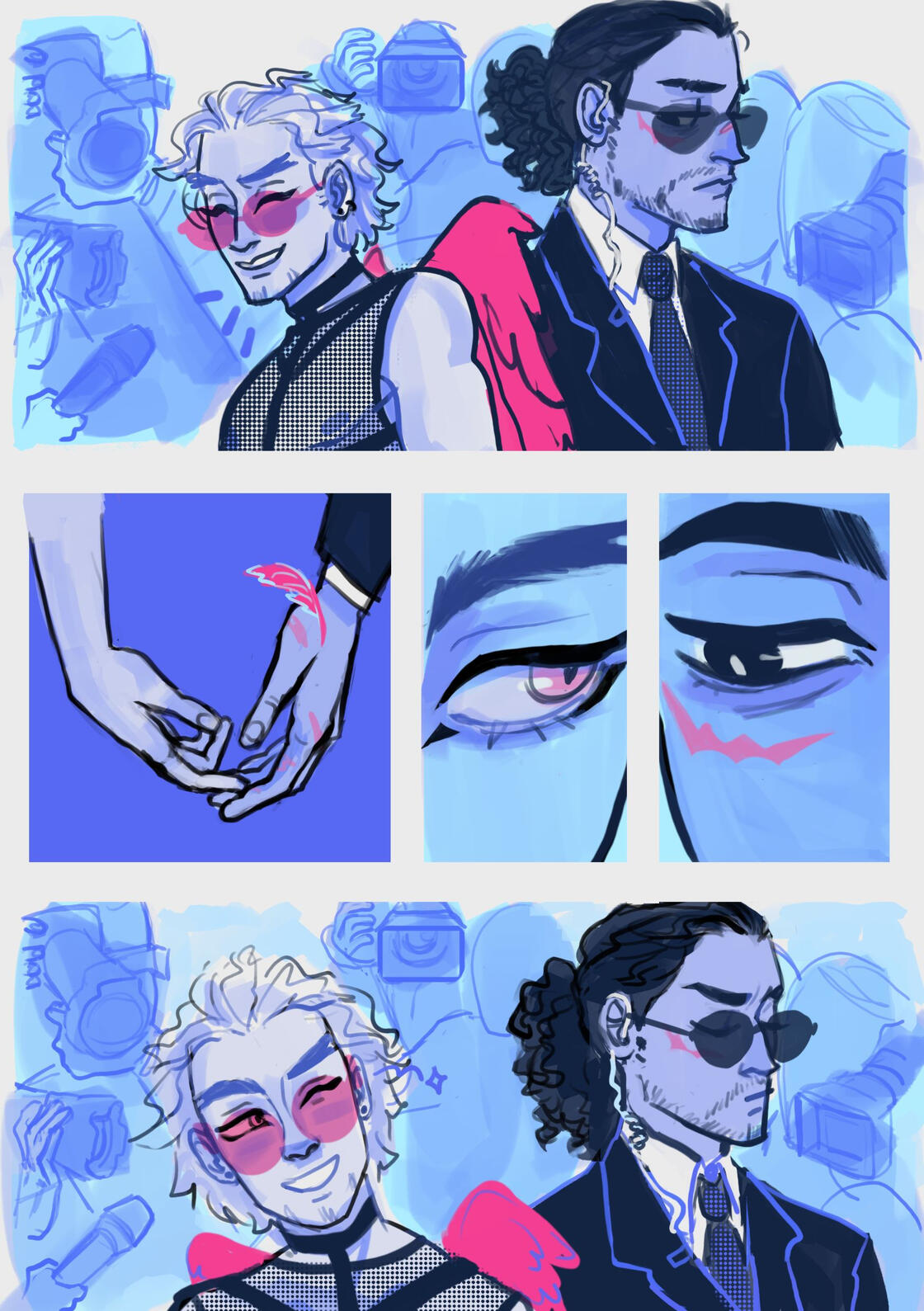 comic page with four panels and simple background